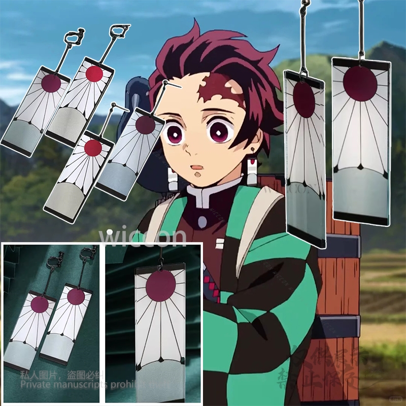 Anime Cosplay Prop - アクリルイヤリング耳クリップスタイルアクセサリー小道具アニメ竈門炭治郎デーモンスレイヤーコスプレ衣装耳クリップハロウィンユニセックス