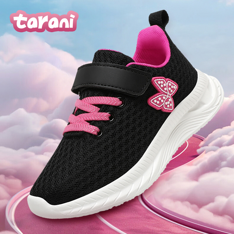 Velcro Hook Loop - 女の子スポーツランニングシューズベルクロ通気性メッシュカジュアルスニーカー幼児女の子軽量ウォーキングシューズノンスリップソール