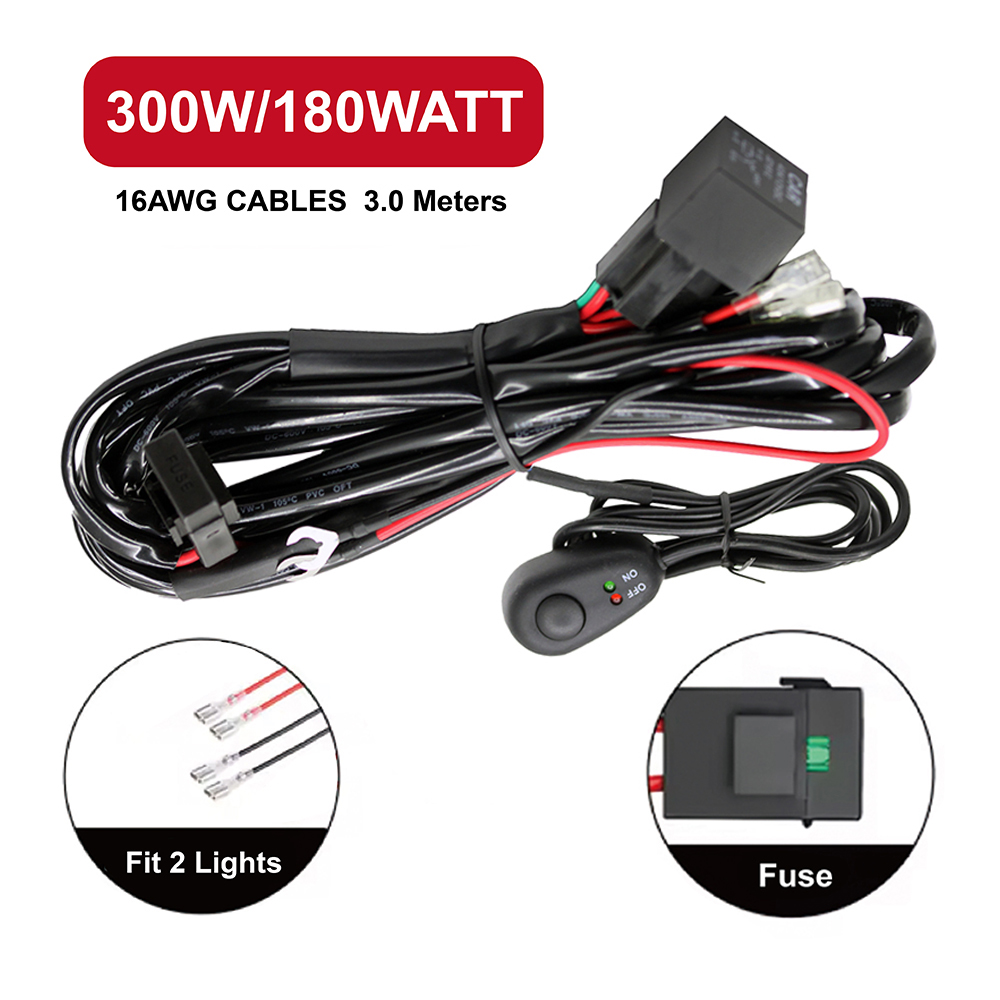 Led El Wire - 車のLEDライトバー,ヒューズボックス,ワイヤーハーネス,リレー,車の運転用ワイヤー,オフロードLEDワークランプ,3m, 12v,24v,40a