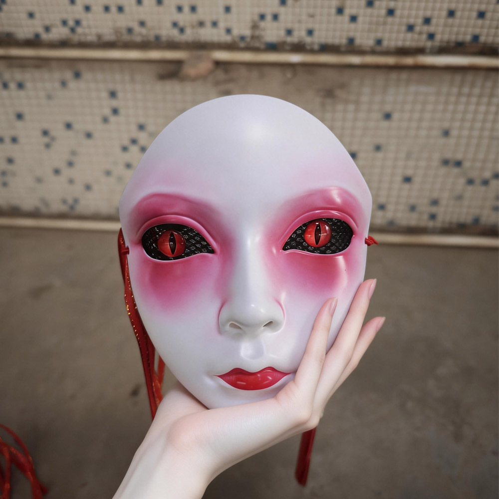Cosplay Prop Works - ライブ配信、パーティー、コスプレ、映画の衣装、仮面舞踏会、ハロウィン、クリスマスなどに使える、手作りのフルフェイスマスク。ABS素材を使用し、神秘的な雰囲気を演出。