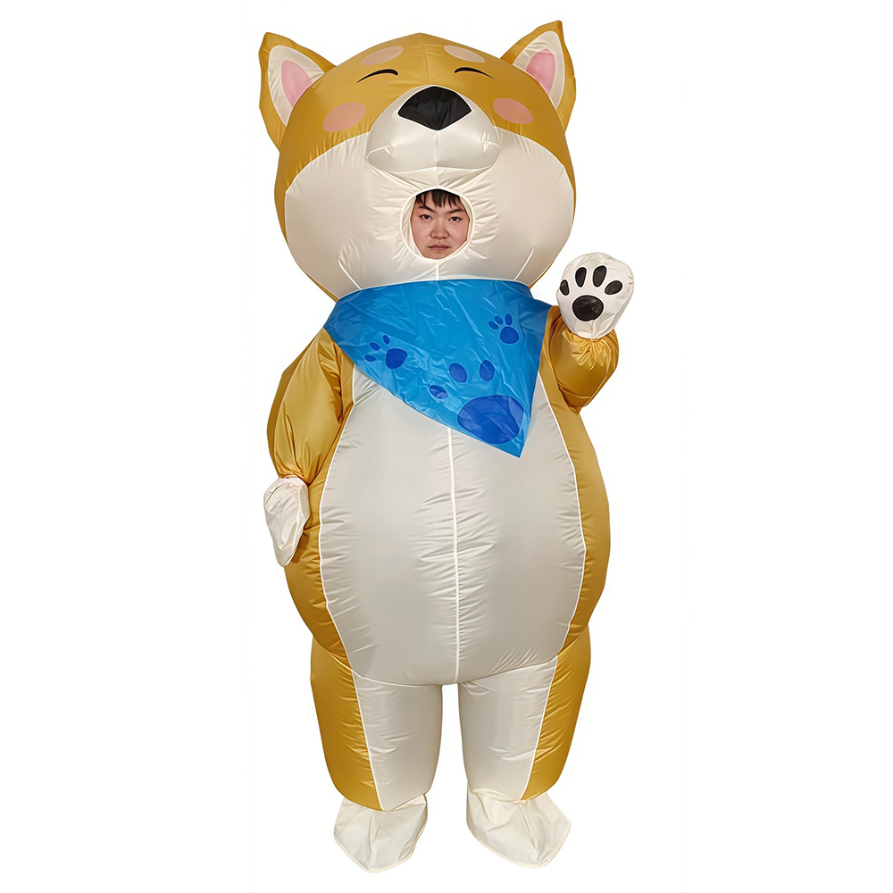 スカーフを着用する黄色い犬のインフレータブルスーツ、フェステ - Cosplay Prop Business のレビューと価格