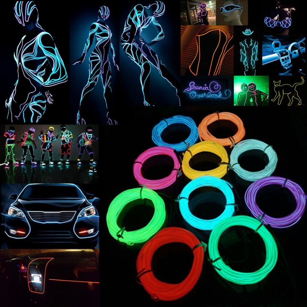 LEDネオンワイヤーケーブル,自分でできるパーティーウェア, - Led El Wire のレビューと価格