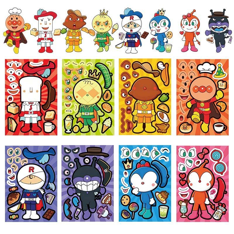 アンパンマンのコラージュステッカー、かわいい漫画の顔が変わる - Cosplay Prop Diy のレビューと価格