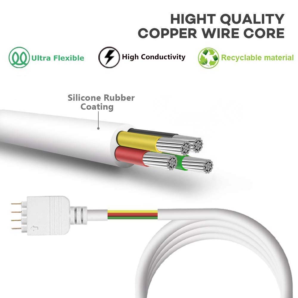 LEDストリップライト用延長電源ケーブル,白,黒,rgb,r - Led El Wire のレビューと価格
