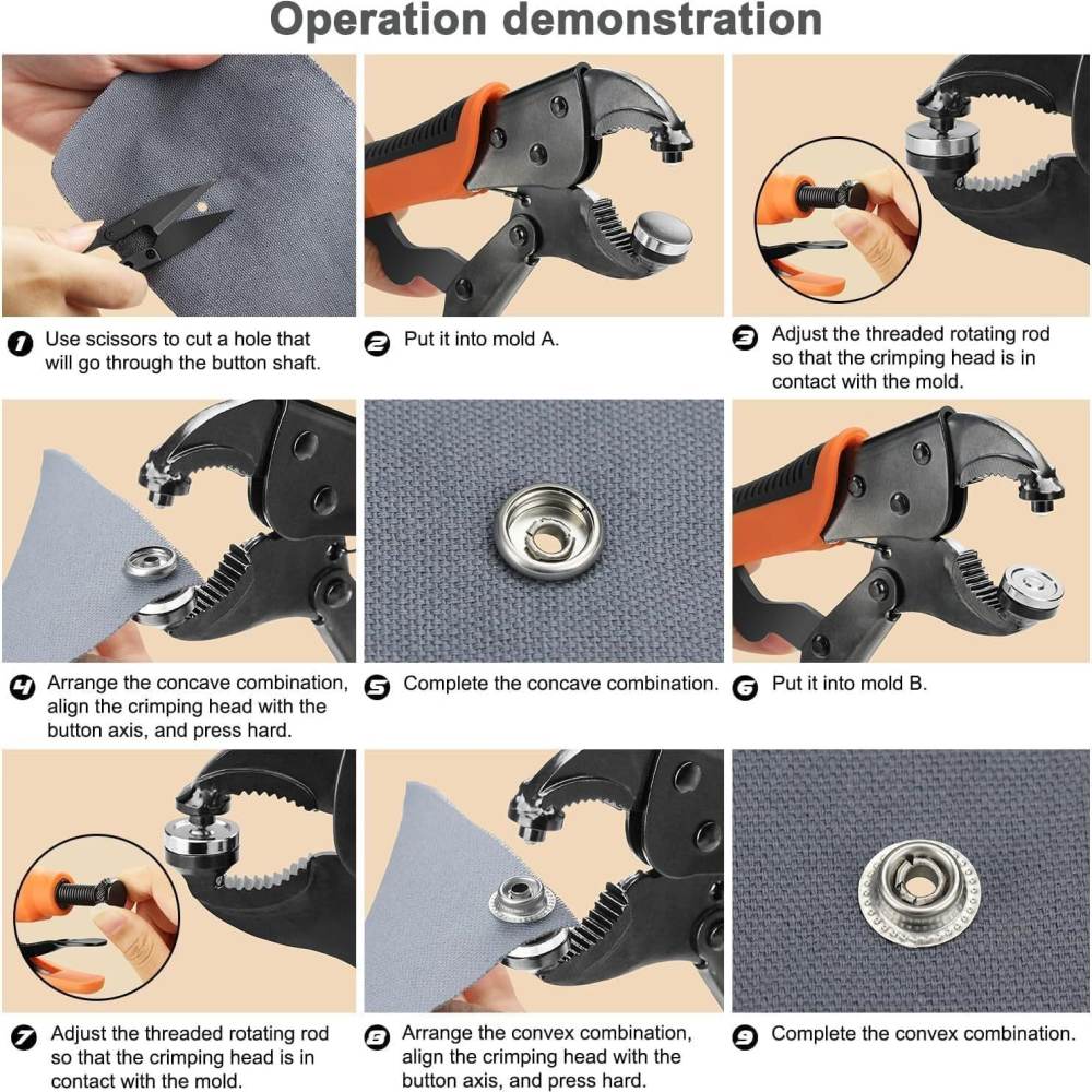 頑丈な金属製スナップボタンプライヤー工具セット。ステンレス製 - Snap Plier Setter のレビューと価格