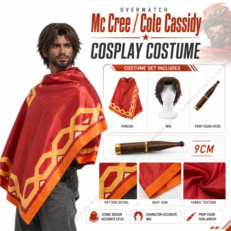 OW マクリー コール・キャシディ コスプレ レッドポンチョ - Prop Para Cosplay のレビューと価格